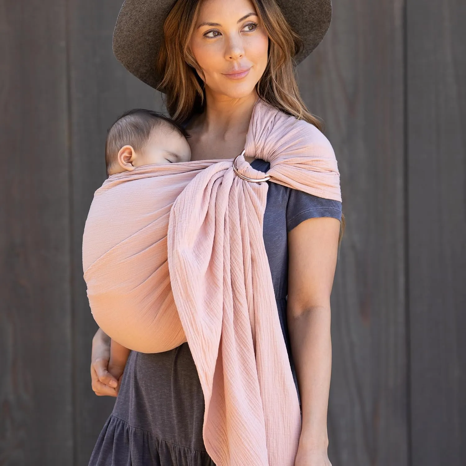 Moby Baby Wrap Carrier Ring Sling for Newborns to Toddlers, Hands-Free, Versatile Support for Moms & Dads, Breathable & Lightweight, Supports Children 8-30 lbs (Rose)