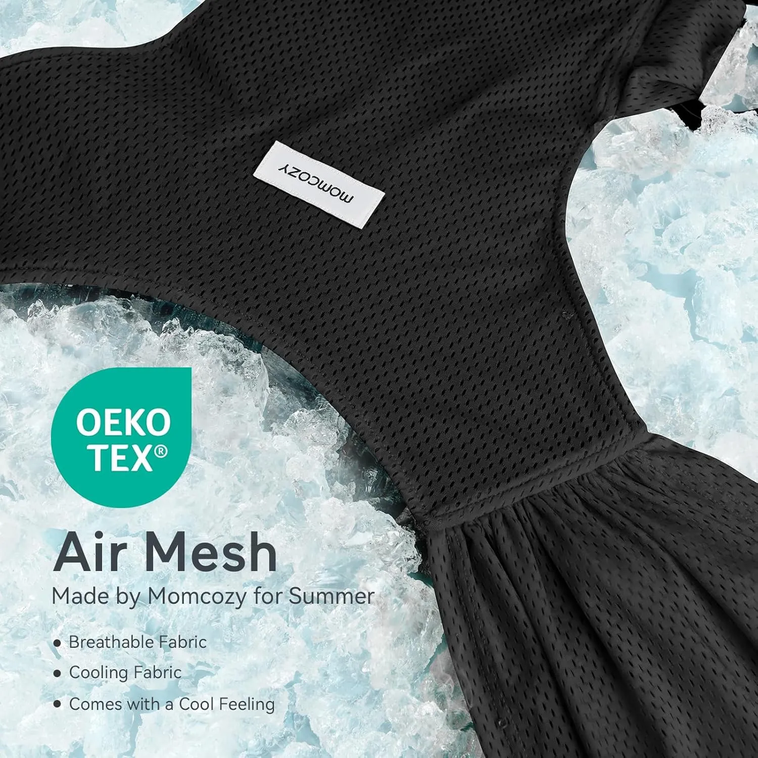 Momcozy Baby Carrier AirMesh - The Perfect Summer Sling for Newborns to Toddler 8-35 lbs - Cooling Fabric Baby Wrap, Hands Free, Lightweight and Ergonomic, Black