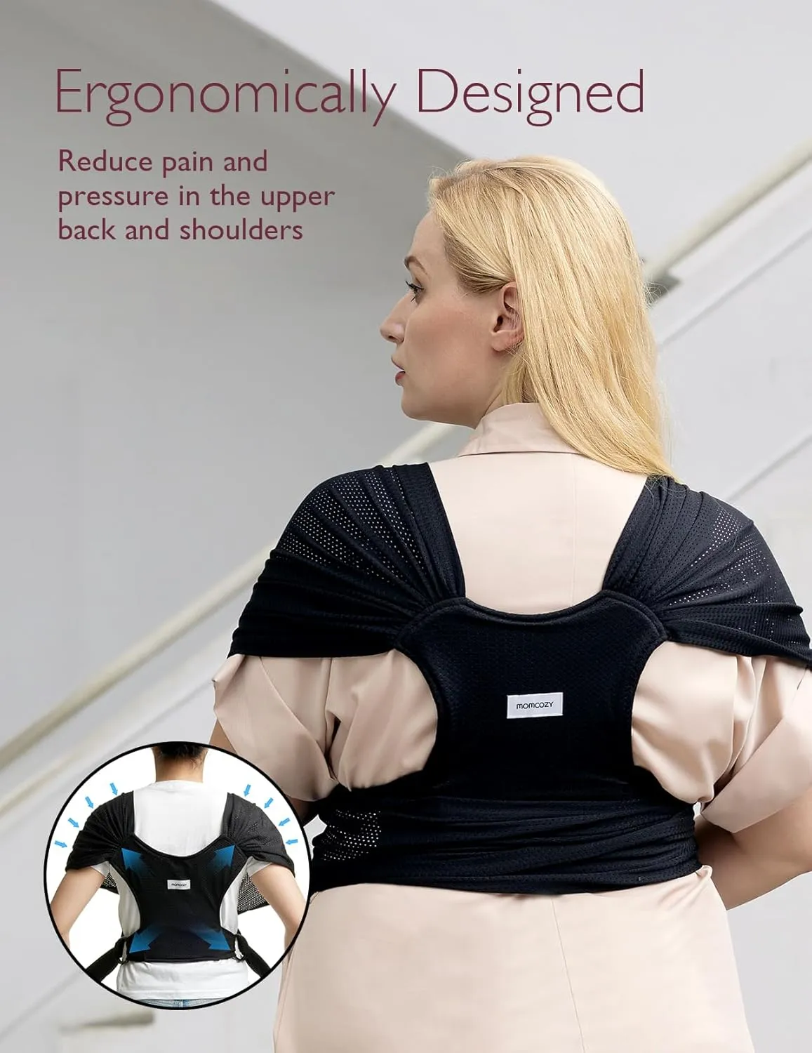 Momcozy Baby Carrier AirMesh - The Perfect Summer Sling for Newborns to Toddler 8-35 lbs - Cooling Fabric Baby Wrap, Hands Free, Lightweight and Ergonomic, Black