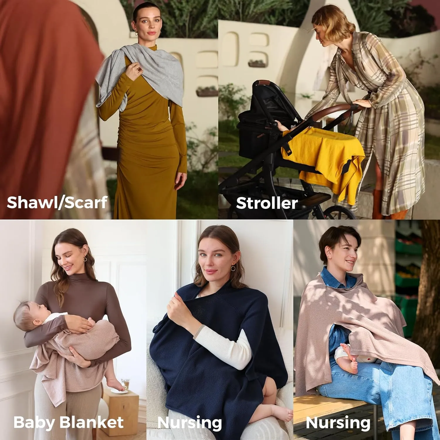 Momcozy Nursing Cover for Breastfeeding, Breathable Soft Privacy Poncho, Multi-Use Nursing Shawl, Portable Breast Feeding Covers for Women, Includes Laundry Bag