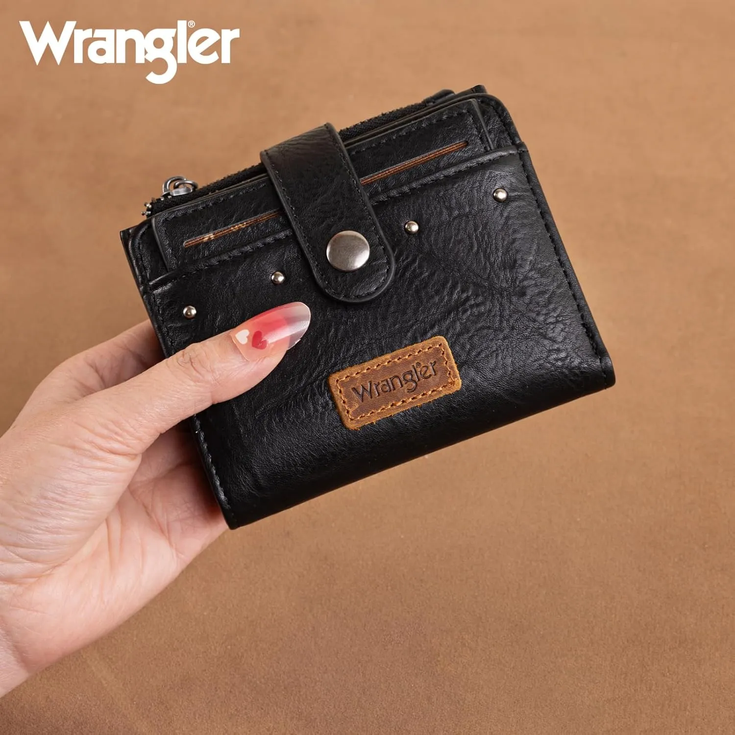 Montana West X Wrangler Womens Small Wallet Bifold Women's Wallets RFID Wallet Women Black Wallets for Women Ladies Female Small Wallett with Removable ID Window