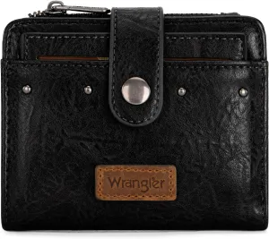 Montana West X Wrangler Womens Small Wallet Bifold Women's Wallets RFID Wallet Women Black Wallets for Women Ladies Female Small Wallett with Removable ID Window