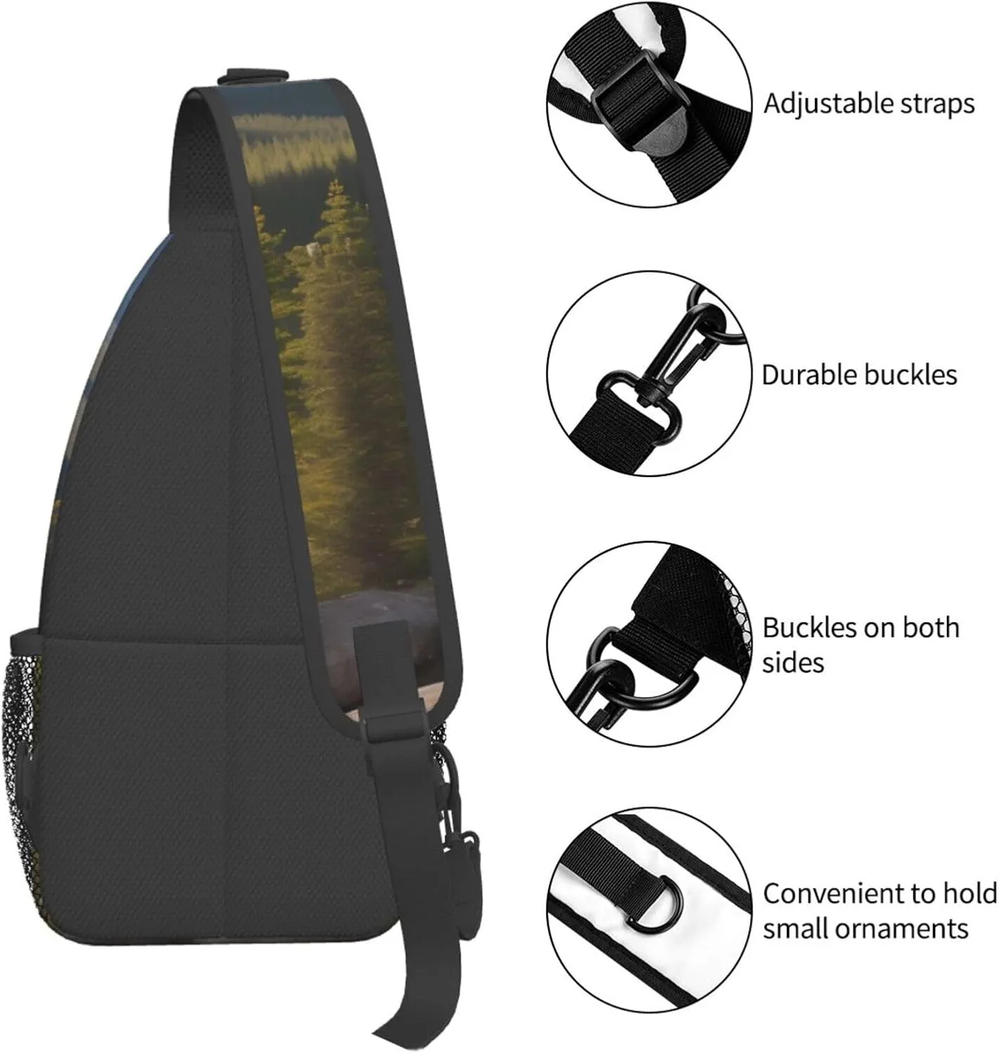 Moose Mountain Pine Tree High Storage Capacity Chest Bag Diagonally Sling Backpack Crossbody Shoulder Bag For Men Women