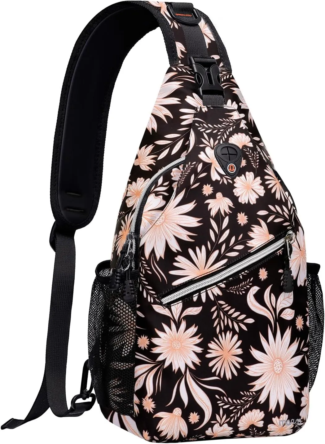 MOSISO Crossbody Sling Backpack, Travel Hiking Daypack Floral Chest Sling Bag Daypack, Helianthus Tuberosus