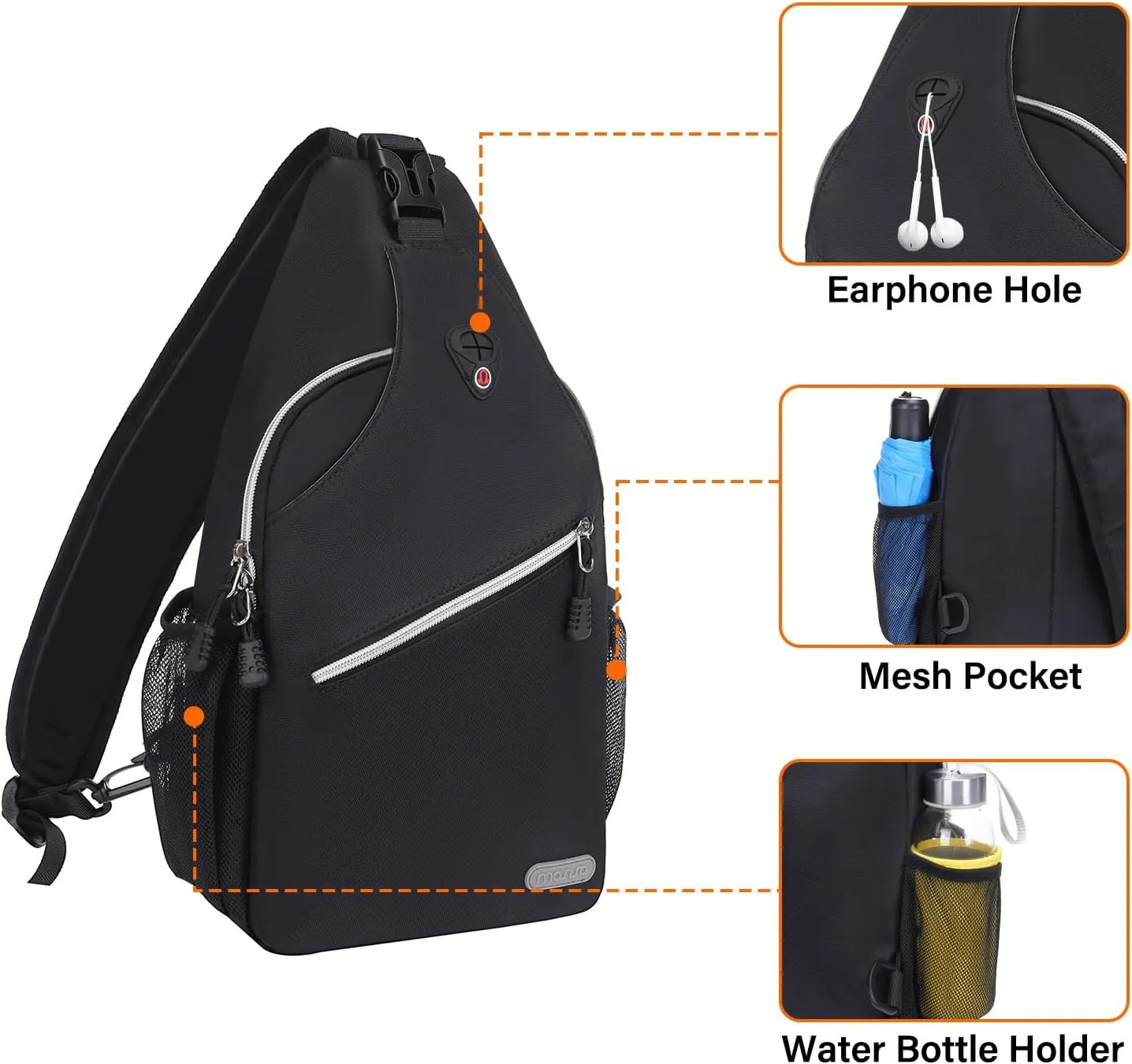 MOSISO Sling Backpack, Multipurpose Crossbody Shoulder Bag Travel Hiking Daypack