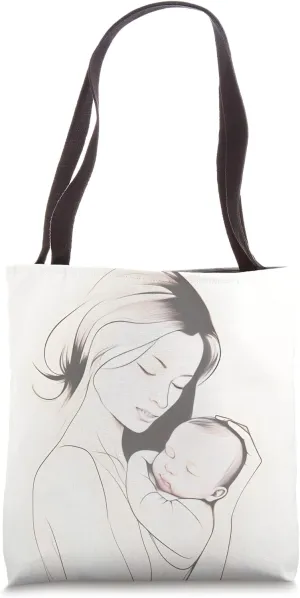 Mother And Baby Minimalist Aesthetic Line Art Mama Tote Bag
