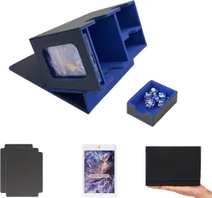 MTG Deck Box for Commander, Card Deck Box with Dice Tray Fits 200 , Trading Card Storage Box for MTG TCG CCG with 2 Dividers 35pt Magnetic Holder (Blue)