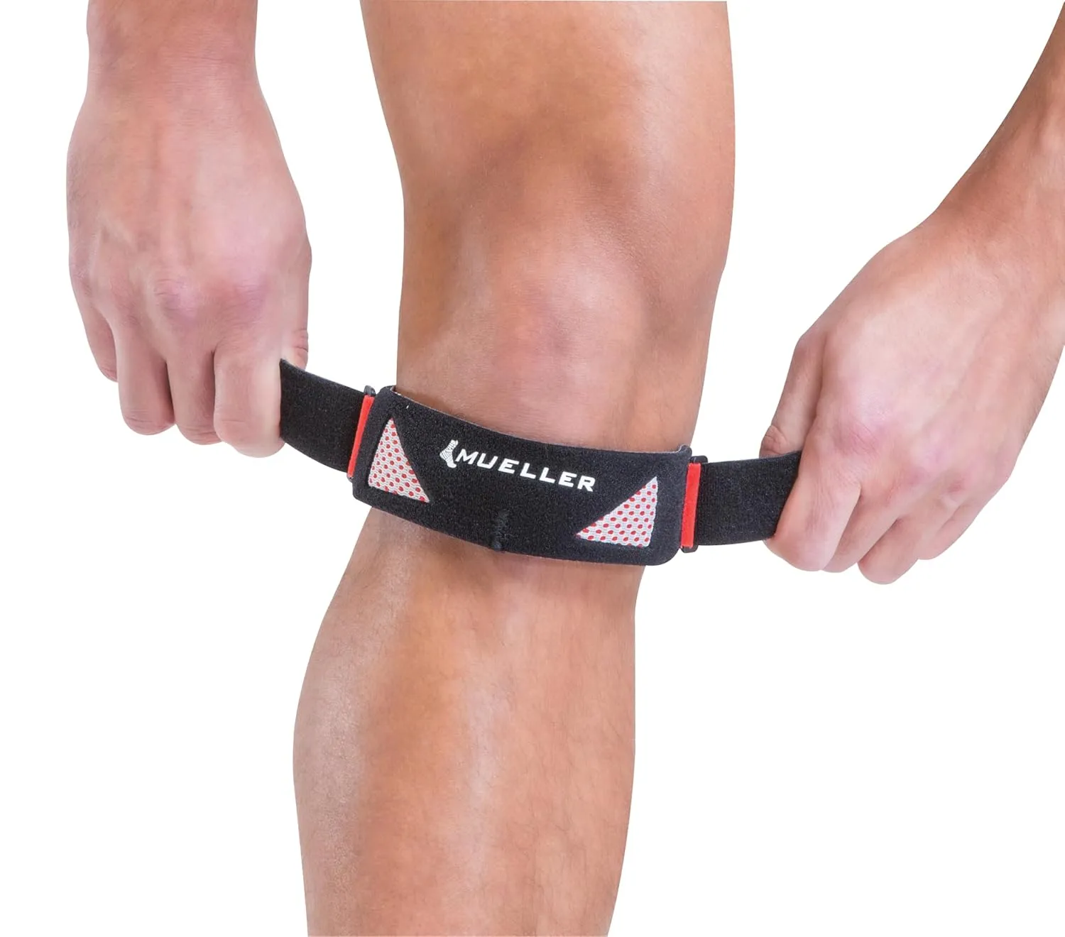 MUELLER Sports Medicine Advanced Patella Strap, Knee Pain Relief Support for Men and Women, Ideal for Osgood-Schlatter's, Runner's Knee, Patellar Tendinitis, Black, One Size