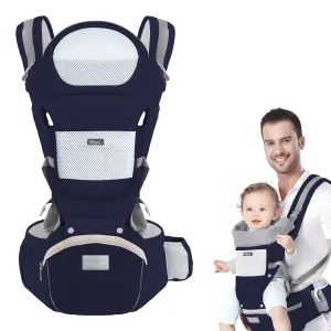 Multi-Functional 9 in 1 Baby Carrier - Newborn to Toddler, 7-45 lbs, Ergonomic Sling Carrier with Hip Seat for All Seasons, Hands Free Backpack Carrier