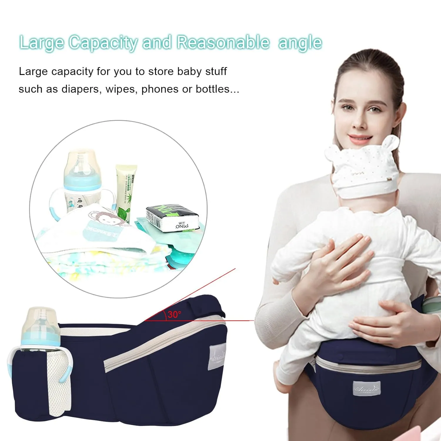 Multi-Functional 9 in 1 Baby Carrier - Newborn to Toddler, 7-45 lbs, Ergonomic Sling Carrier with Hip Seat for All Seasons, Hands Free Backpack Carrier