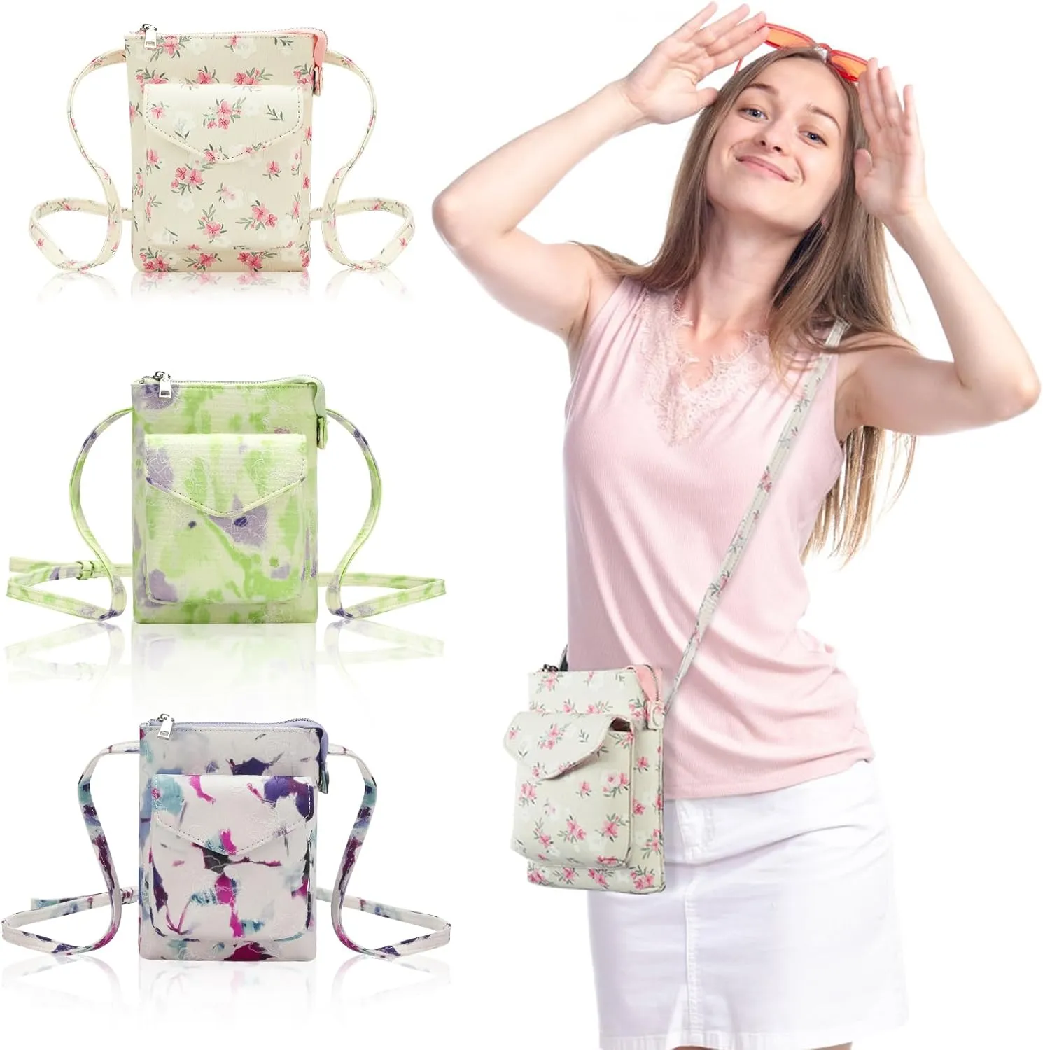 Multi functional ink painting pattern bag Sling Bag phone purse crossbody for women