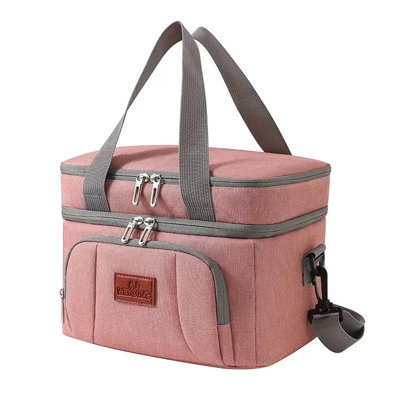Multifunctional Double Layers Tote Cooler Lunch Bags