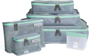 MUMI Piccolo Packing Bundle | Set of 3 Packing Cubes, 2 Toiletry Bags, and 1 Reusable Zip Up Bag | Complete Luggage Organizer and Baby Travel Bags Set