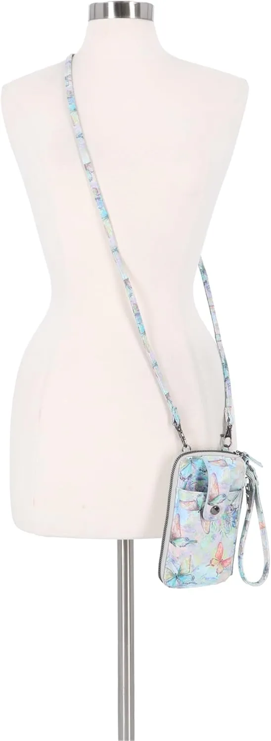 Mundi Jacqui RFID Crossbody Wallet for Women, Vegan Leather Small Travel Handbag with Phone Holder, Compact Organizer with Card Slots and Adjustable Strap, Vacation Purse in Baby Blossom Ii