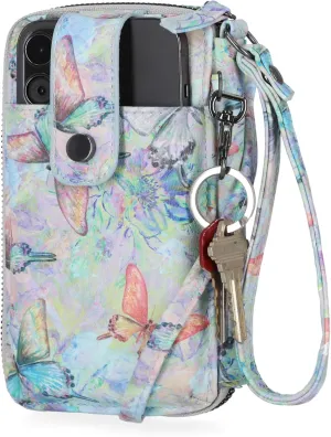Mundi Jacqui RFID Crossbody Wallet for Women, Vegan Leather Small Travel Handbag with Phone Holder, Compact Organizer with Card Slots and Adjustable Strap, Vacation Purse in Baby Blossom Ii