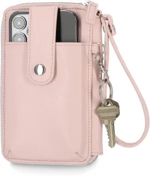 Mundi Jacqui RFID Crossbody Wallet for Women, Vegan Leather Small Travel Handbag with Phone Holder, Compact Organizer with Card Slots and Adjustable Strap, Vacation Purse in Blush