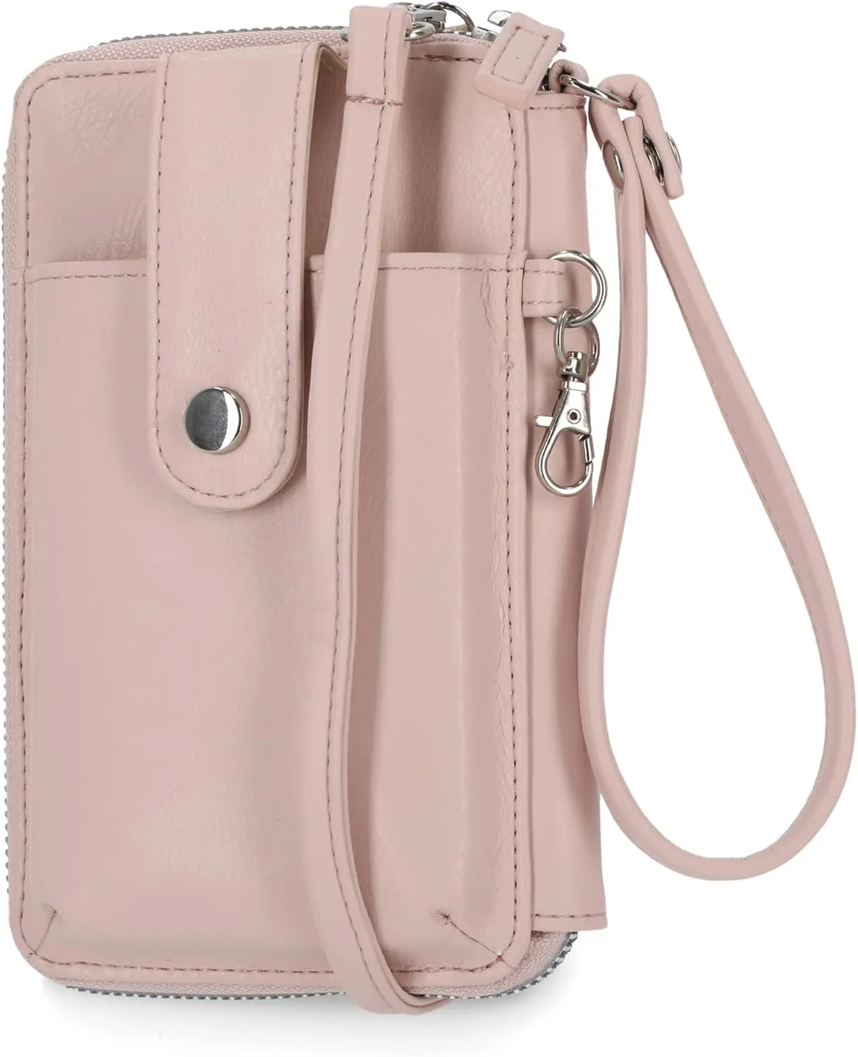 Mundi Jacqui RFID Crossbody Wallet for Women, Vegan Leather Small Travel Handbag with Phone Holder, Compact Organizer with Card Slots and Adjustable Strap, Vacation Purse in Blush