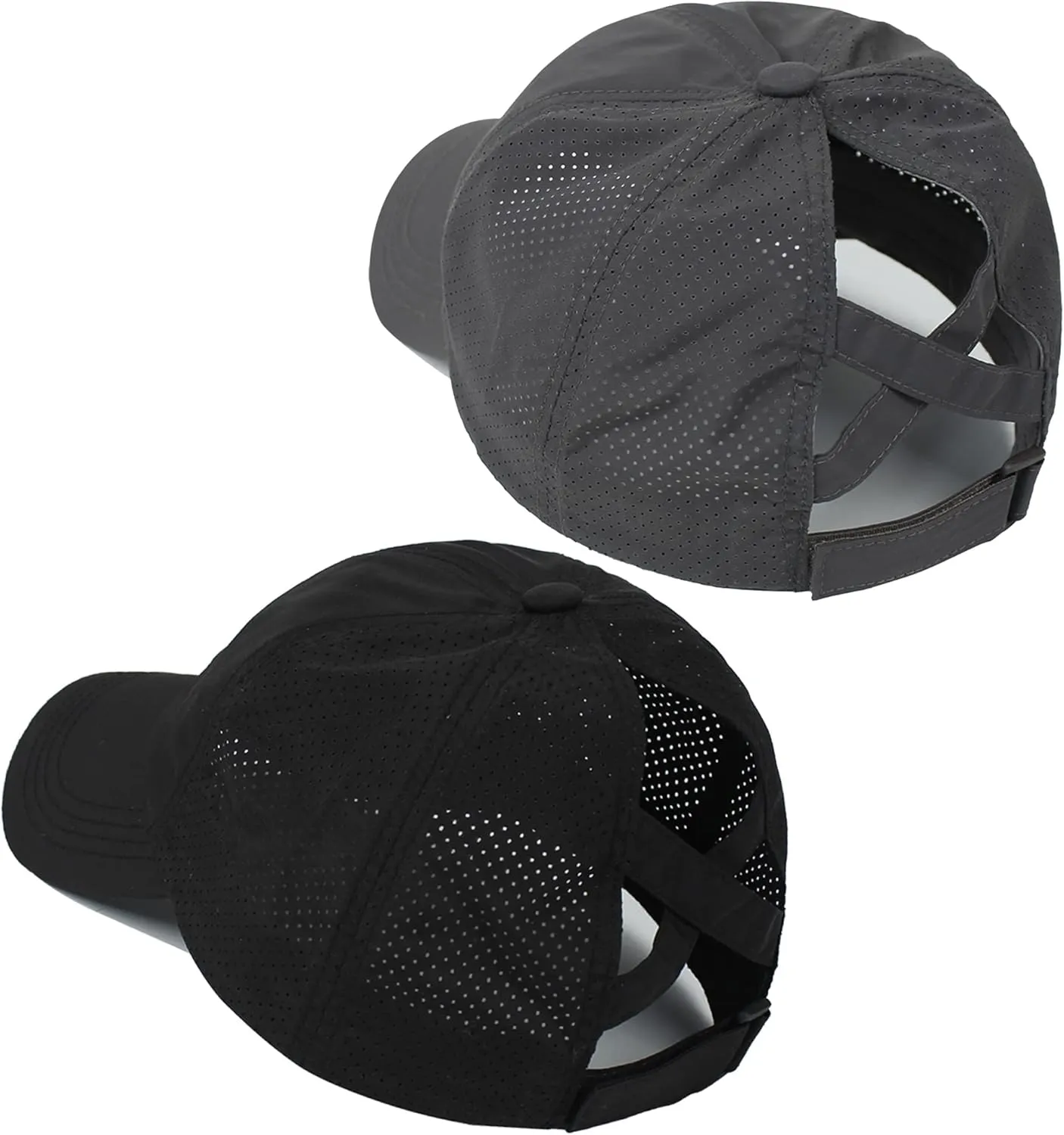 Muryobao 2 Packs Womens Criss Cross Ponytail Baseball Cap High Messy Bun Ponycap Quick Drying Mesh Outdoor Sports Travel Hat