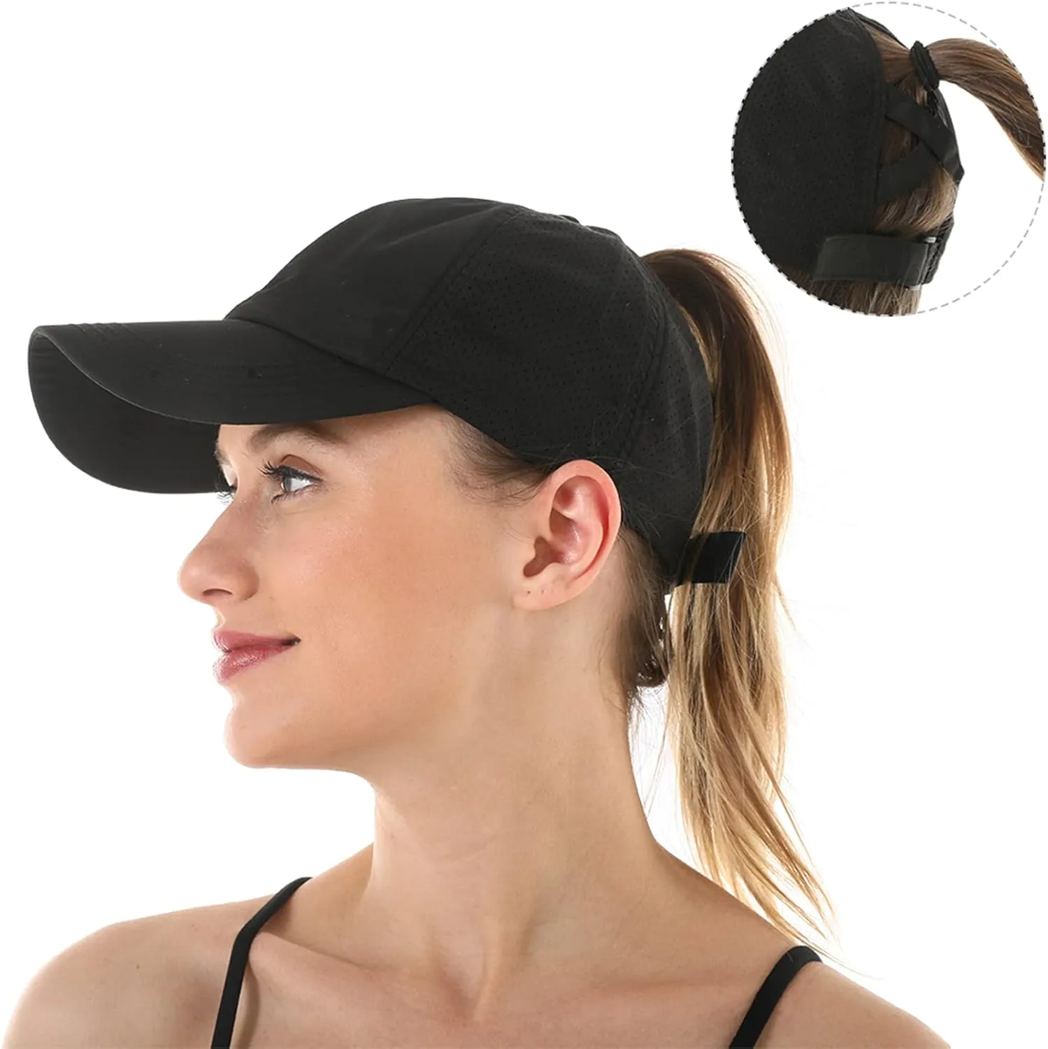Muryobao 2 Packs Womens Criss Cross Ponytail Baseball Cap High Messy Bun Ponycap Quick Drying Mesh Outdoor Sports Travel Hat