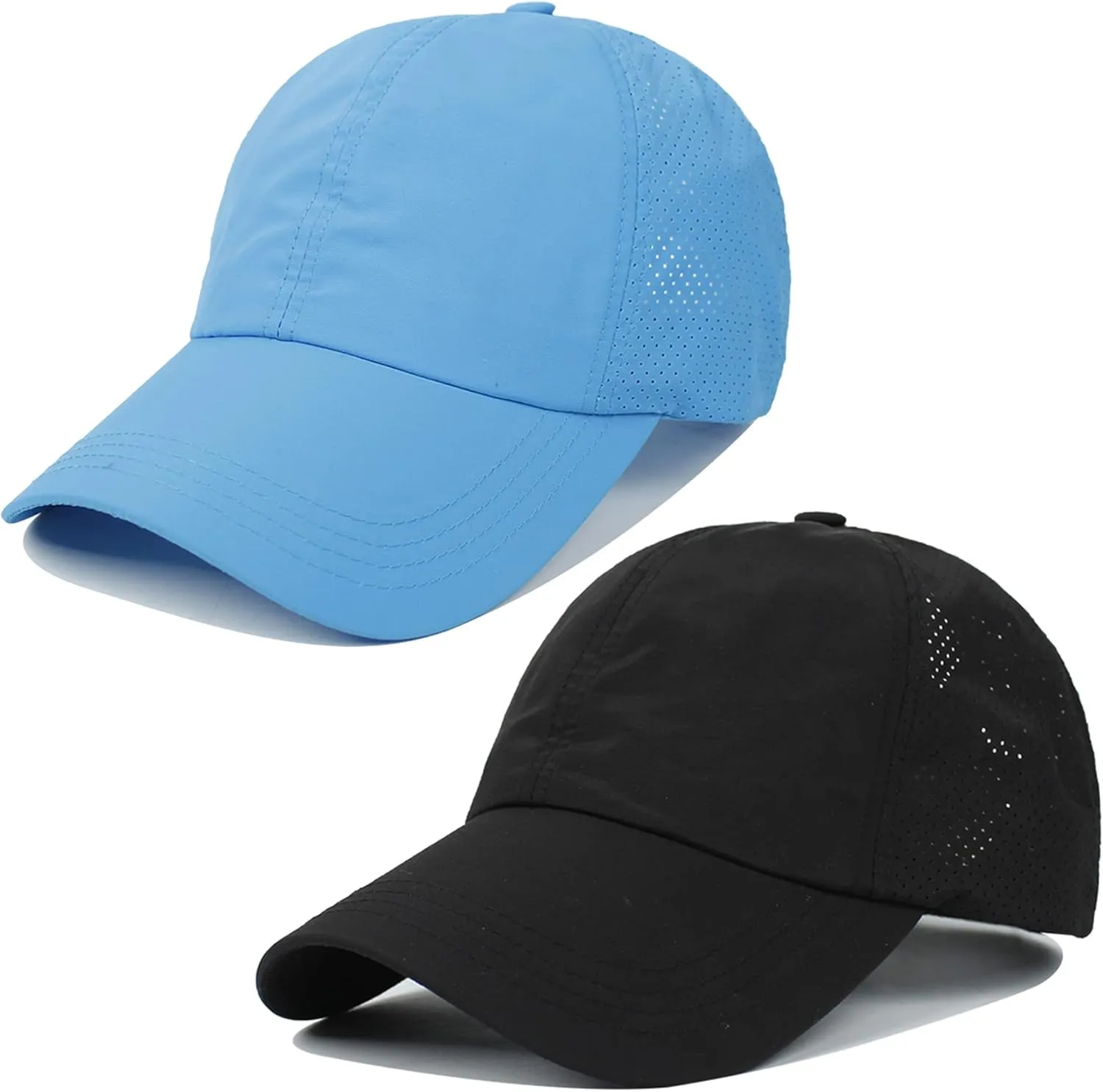 Muryobao 2 Packs Womens Criss Cross Ponytail Baseball Cap High Messy Bun Ponycap Quick Drying Mesh Outdoor Sports Travel Hat