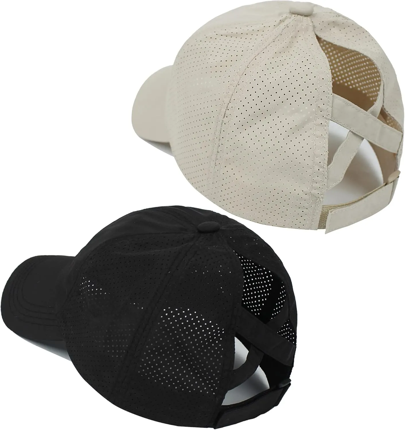 Muryobao 2 Packs Womens Criss Cross Ponytail Baseball Cap High Messy Bun Ponycap Quick Drying Mesh Outdoor Sports Travel Hat