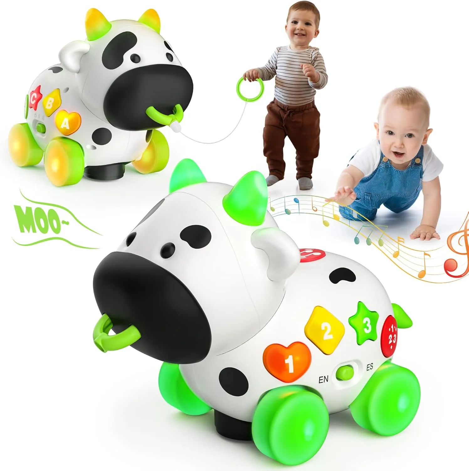 Musical Cow Baby Toys 6-12-18 Months, 1 Year Old Boy Girl Toys for 1st Birthday Gifts, Bilingual Learning Educational Toddler Toy for 1-2, 6 7 8 9 10 Months Old Baby Gifts