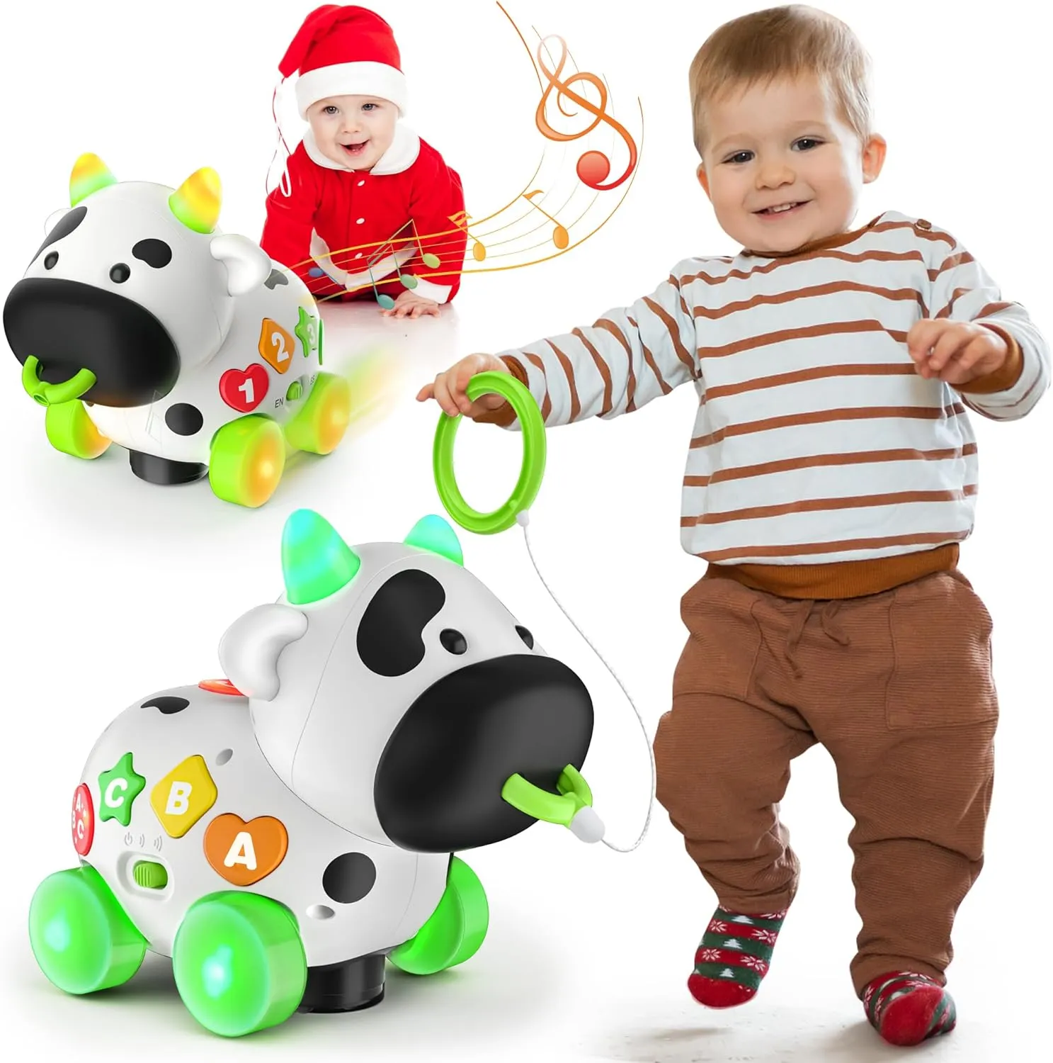 Musical Cow Toys for 1  Year Old Boy Girl, Bilingual Baby Toy 6-12-18 Month, 1 Year Old Boy Toys, 1 Year Old Girl Gift, Learning Toddler Toy Age 1-2, First Christmas 1st Birthday Gift