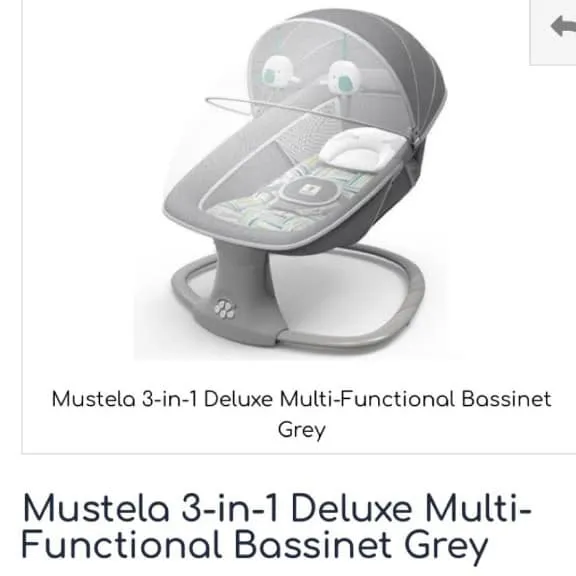 Mustela 3-in-1 Deluxe Multi Functional Bassinet Grey