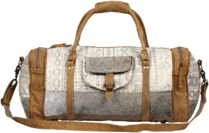 Myra Bag Statement Upcycled Canvas & Cowhide Leather Travel Bag S-1270