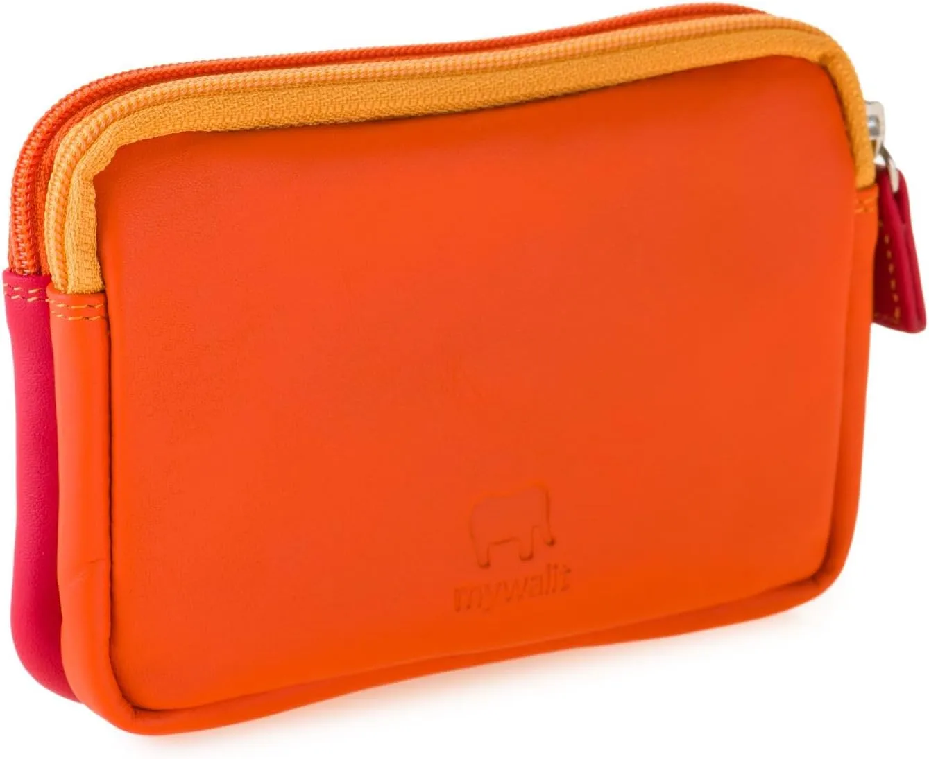 mywalit Small Leather Double Zip Purse | Coin Pocket & Zipped Compartment | Card Slot | Jamaica | Stylish & Compact Accessory for Men & Women | Perfect for Everyday Use