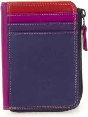 mywalit Small Zip Leather Purse | 3 Card Slots | ID Window & Coin Pocket | Sangria Multi | Stylish & Compact Accessory for Men & Women | Perfect for Everyday Use