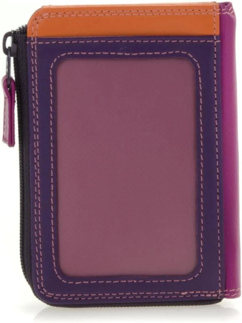 mywalit Small Zip Leather Purse | 3 Card Slots | ID Window & Coin Pocket | Sangria Multi | Stylish & Compact Accessory for Men & Women | Perfect for Everyday Use