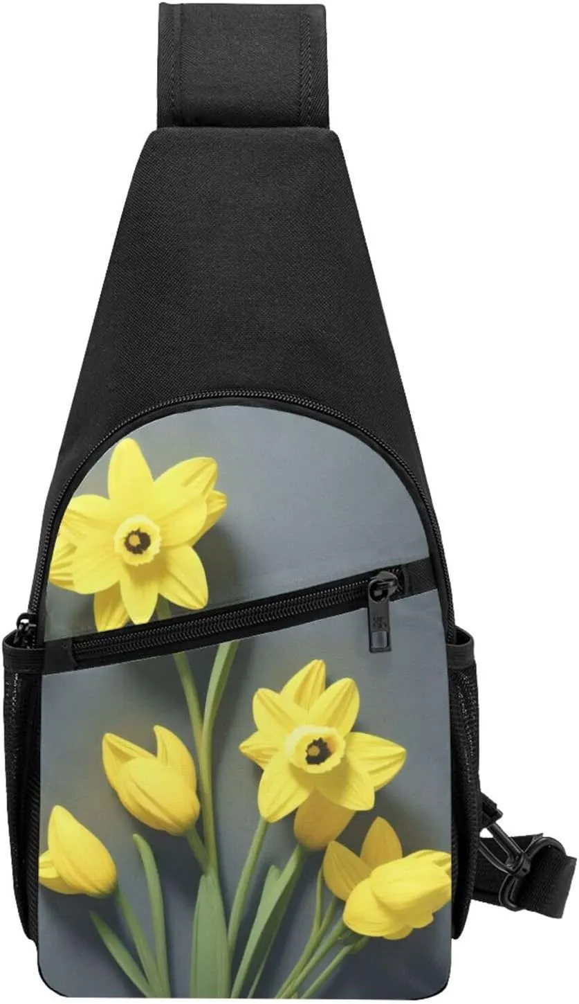 Narcissus Flower Sling Bags For Man And Women Crossbody Chest Bag Shoulder Bag For Casual Sport Daypack