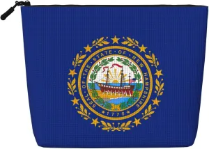 New Hampshire state flag print Makeup Pouch Cosmetic Bag Large Capacity Canvas Makeup Bag Cute Aesthetic for Her