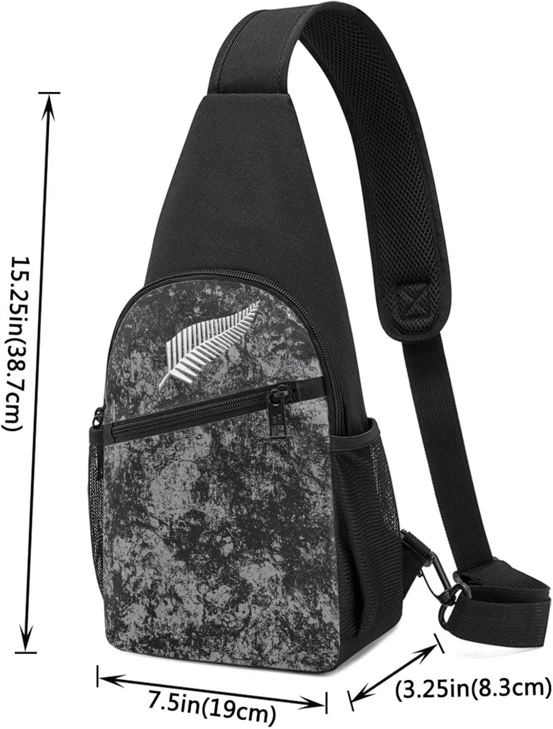New Zealand Maori Fern Sling Bag Crossbody Backpack Shoulder Casual Daypack Bags for Men Women