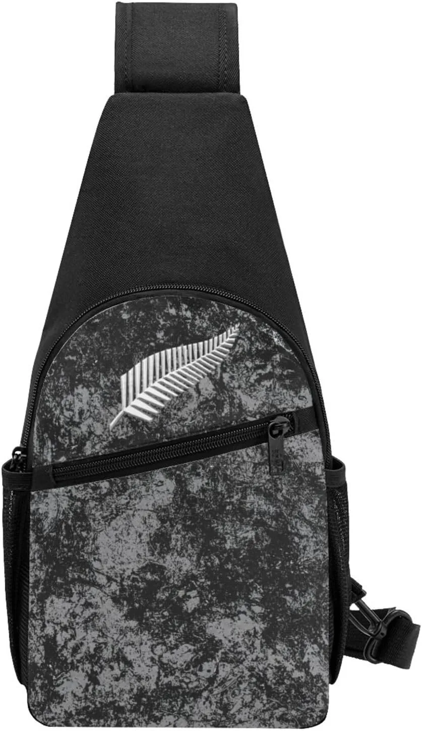 New Zealand Maori Fern Sling Bag Crossbody Backpack Shoulder Casual Daypack Bags for Men Women