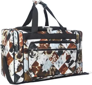 NGIL Canvas 20" inch Duffle Bag (Cow Tile Print-Black)