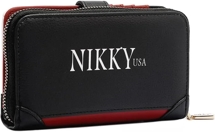 Nicole Lee NIKKY Compact Wallet, Vegan Leather, 8 Card Slots (TRIO)