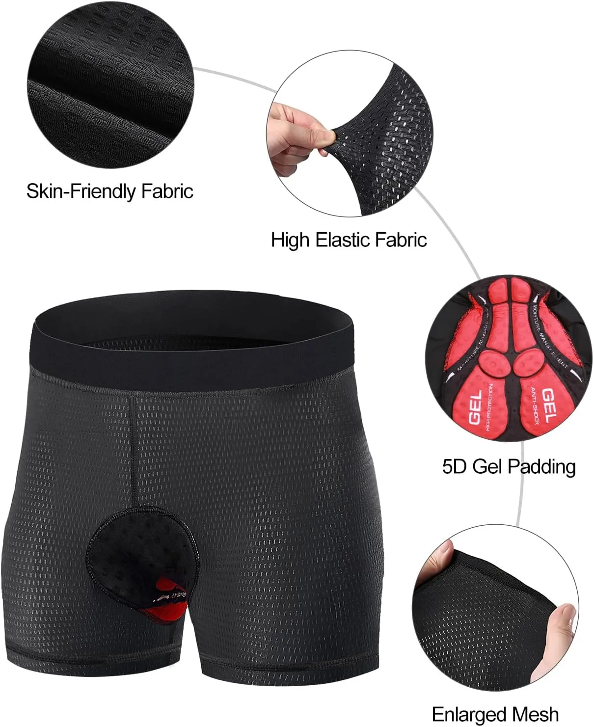 Niksa Cycling Underwear Men Absorbent, 5D Padded Gel Bike Shorts Men, Breathable Bike Liner Shorts for Mountain Biking