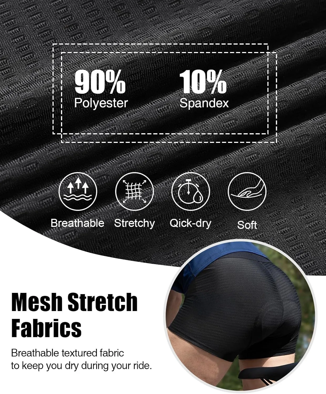 Niksa Cycling Underwear Men Absorbent, 5D Padded Gel Bike Shorts Men, Breathable Bike Liner Shorts for Mountain Biking