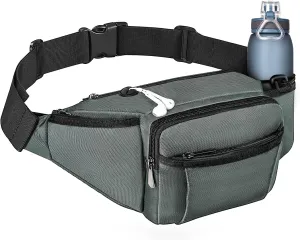 NOOLA Fanny Pack Waist Bag for Men Women, Lightweight Waist Pack with Water Bottle Holder, Adjustable Belt Bag with Multi-Pockets for Hiking, Dog Walking, Outdoor, Cycling, Running, Travel, Grey