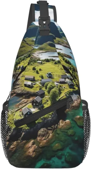 Norway Islands print Crossbody bag, stylish unisex outdoor bag, multi-functional fashion accessories