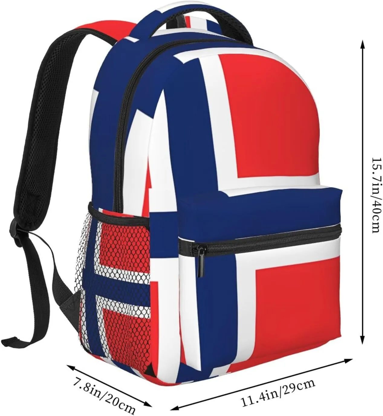 Norway Norwegian Flag Round Backpack Casual Laptop Backpack Double Shoulder Bag Lightweight Backpack For Women Men Travel