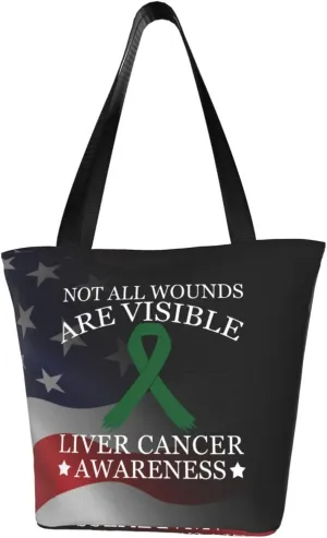 Not All Wounds Are Visible Liver Cancer Awareness Fashion Shoulder Bag Large Capacity For Man Or Woman