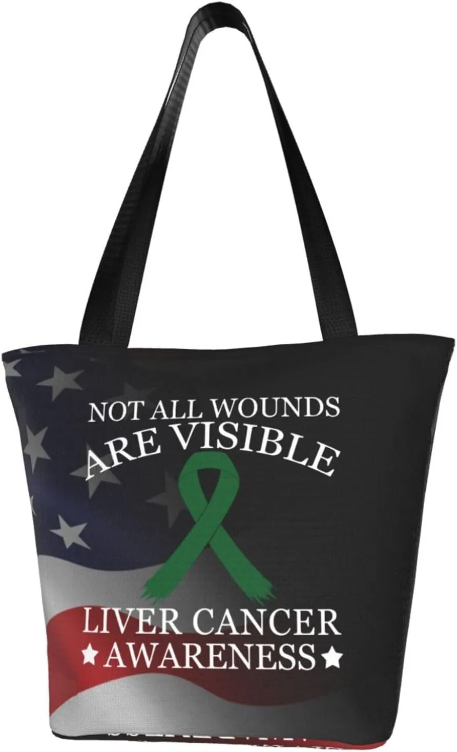 Not All Wounds Are Visible Liver Cancer Awareness Fashion Shoulder Bag Large Capacity For Man Or Woman