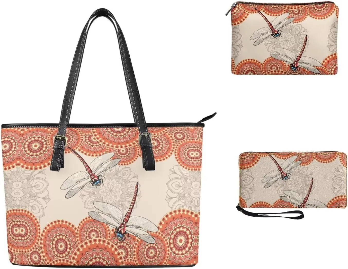 Novelty Handbag Wallet Purse for Women,Handbag Wallet Combo Personalized Hobo Bag Work Tote Bag with Wallet Set