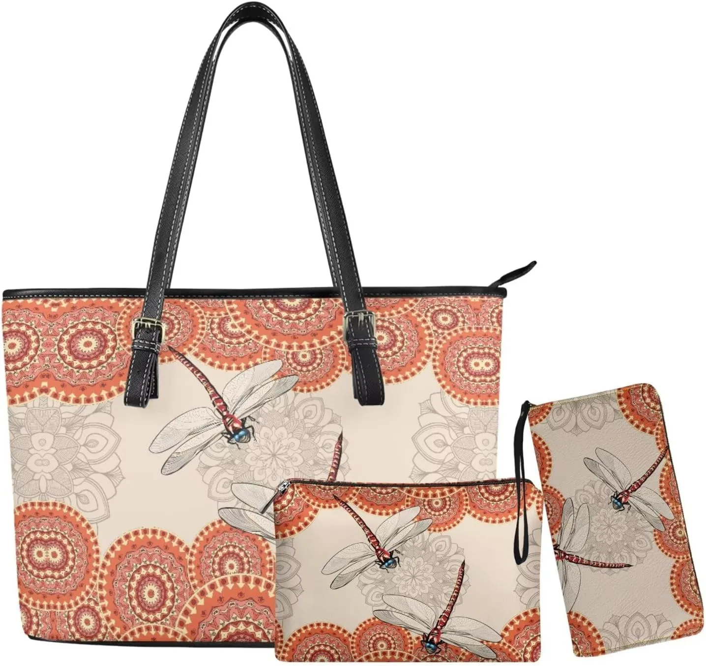 Novelty Handbag Wallet Purse for Women,Handbag Wallet Combo Personalized Hobo Bag Work Tote Bag with Wallet Set