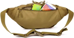Nylon Waist Pack Portable Fanny Bag for Men Women Outdoor Travel Tactical Sports Camping Hiking Hunting Fishing Belt Bum Pouch Daypack (Khaki)