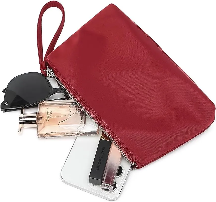 Nylon Wristbands Bag Makeup Pouch for Purse Waterproof Wristbands Bag with Zipper Pocket Credit Card Pouch