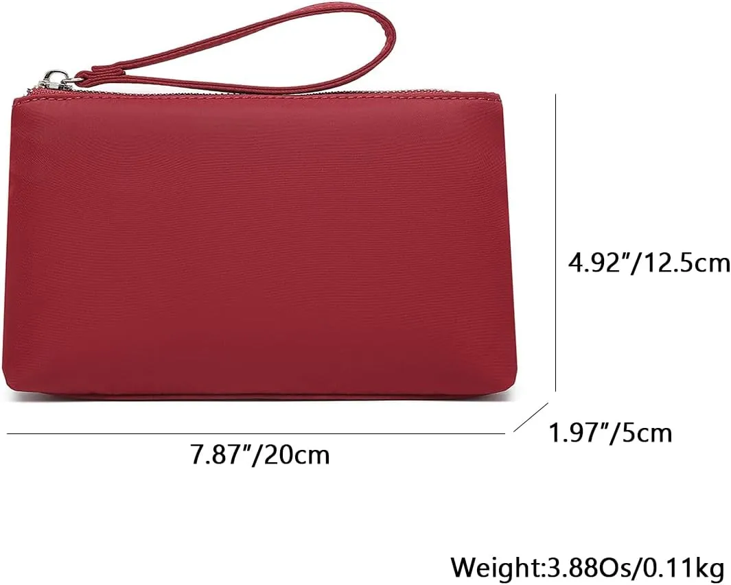Nylon Wristbands Bag Makeup Pouch for Purse Waterproof Wristbands Bag with Zipper Pocket Credit Card Pouch